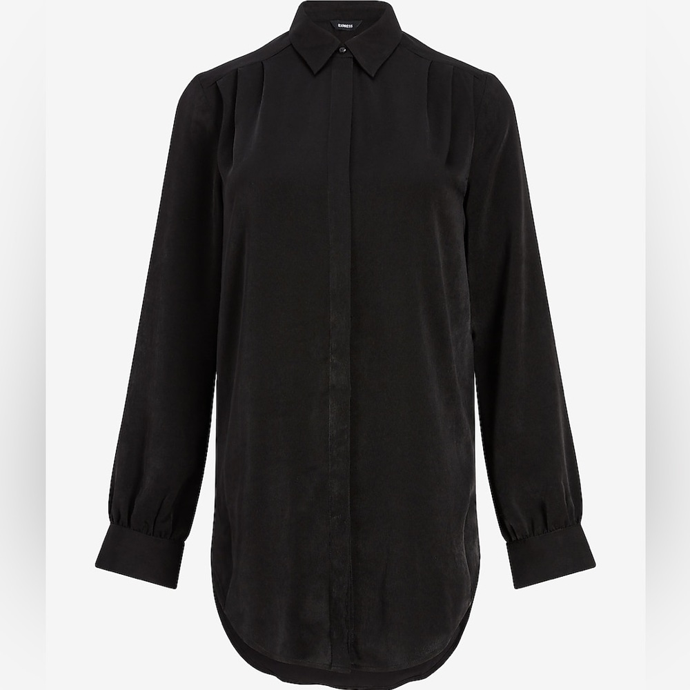 Express Pleated Shoulder Relaxed Tunic Portofino Shirt size XS
